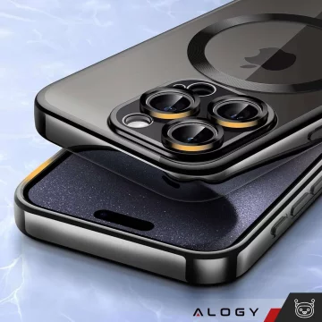 MagSafe Case for Apple iPhone 16 Pro Max Alogy Glamour Luxury Ring Case Black and Clear