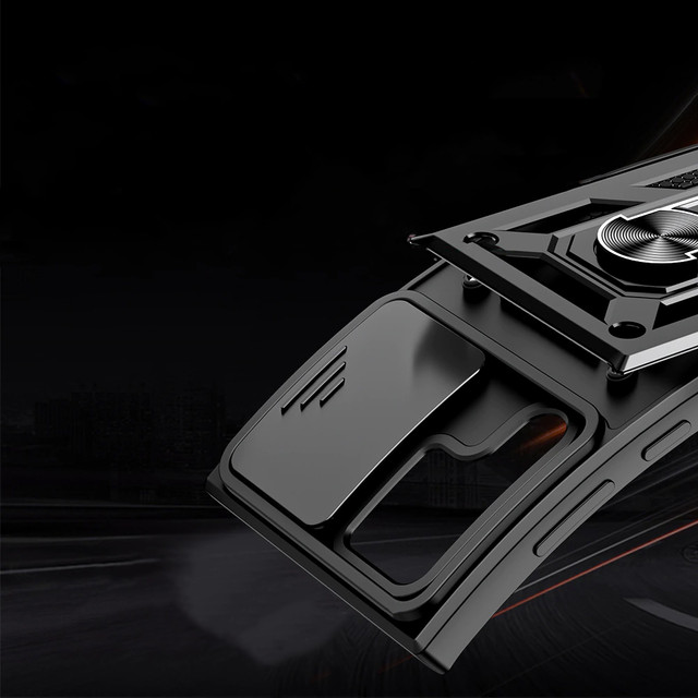 Pancerne etui z osłoną aparatu Alogy Camshield Stand Ring do Samsung Galaxy S22 Ultra czarne