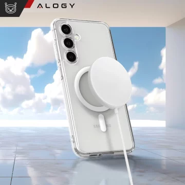 Etui do Samsung Galaxy S24 FE obudowa ochronna na telefon Alogy HybridMag™️ Case do MagSafe Przezroczyste + Szkło Hartowane