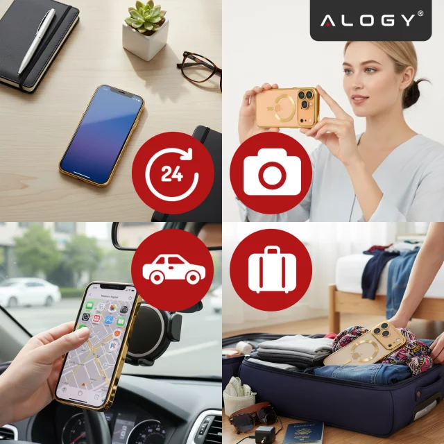 Hülle für Apple iPhone 16 Pro Max Alogy MagSafe Hybrid Matte Case Matte Cover mit Linsenschutz Schwarz