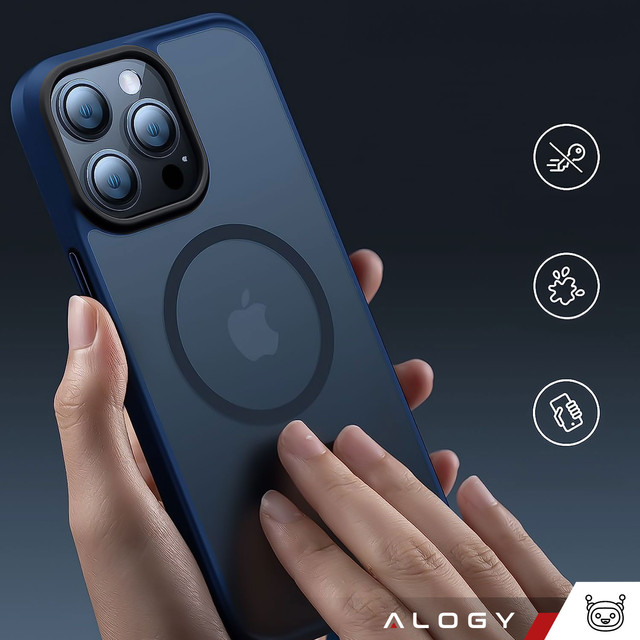 Etui do iPhone 14 Pro Max MagSafe Case obudowa ochronna Alogy Ring pancerne na telefon matowe Granatowe
