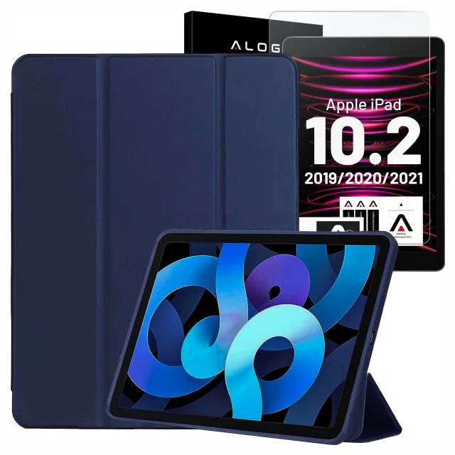 Hülle für Apple iPad 10.2 9 Gen 8/7 2021/2020/2019 Smart Pencil Case Alogy TPU Tablet Cover Marineblaues Glas