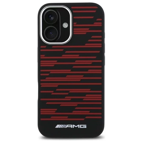 Etui do iPhone 16 AMG Silicone Graphics MagSafe Red Black