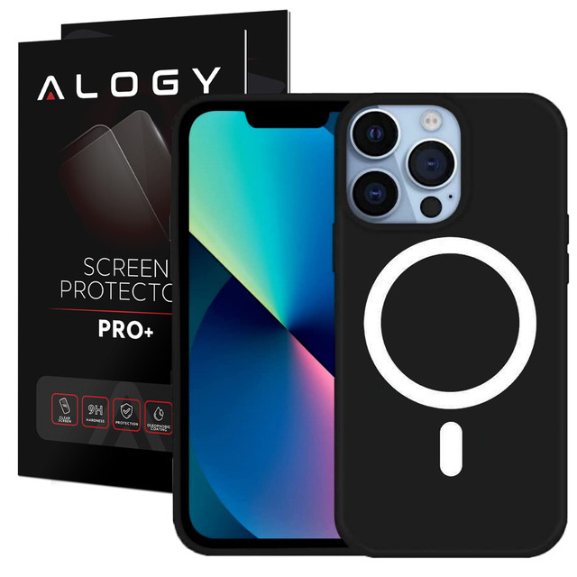 MagSafe Ultra Slim Mag Alogy Case für Apple iPhone 13 Pro Max Qi-Ladegeräte, schwarzes Glas