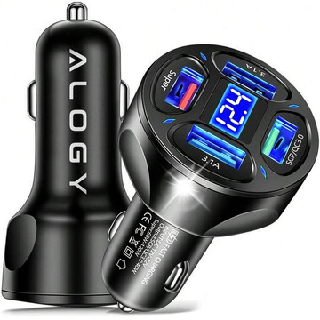 Ładowarka samochodowa 4x USB QC 3.0 66W szybka mocna do telefonu samochodu Alogy Car czarna