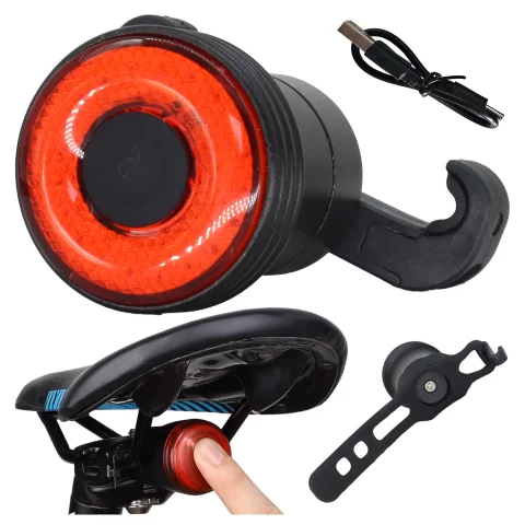 Fahrradrücklicht für das Heck des Fahrrads, LED-Beleuchtung, Rücklicht, rotes Aluminium, wasserdicht, IPX4, 50 lm, Alogy