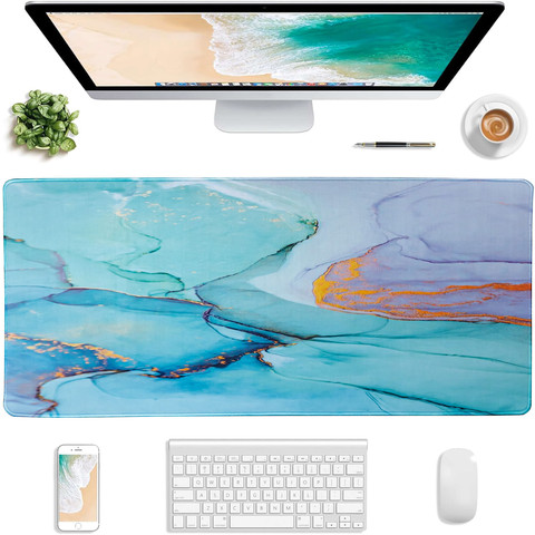Desk pad for mouse keyboard Anti-slip gaming protective mat XXL 90x40 Alogy Marble Green