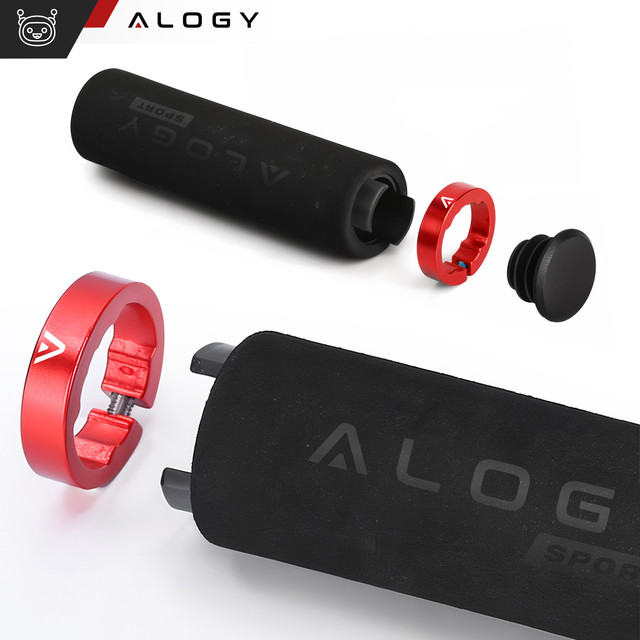 Gripy, gripy na kolo, gripy na řídítka kola, ergonomické, protiskluzové, snižující vibrace pro kolo Alogy [2 ks] Černá a červená