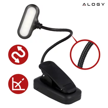 Alogy LED Clip Desk Lamp Cordless Rechargeable Reading Black