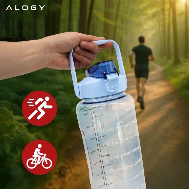 Große Glasflasche Wasserflasche Trinkgetränke Alogy Motivational Messbecher 1l 1000ml Silikonhülle Olive