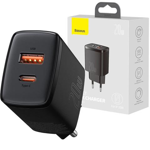 Ładowarka sieciowa Baseus USB PD QC 3.0 20W Black