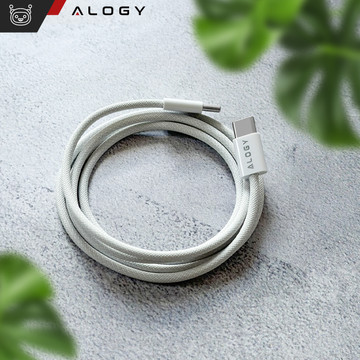 Kabel USB-C typu C Silný rychlý 60W PD 1M pro iPhone 15/Pro/Max iPad MacBook Alogy nylonový kabel bílý