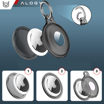 Pouzdro Locator pro Apple AirTag Keychain Waterproof Case Alogy 360 IPX8 Pouzdro s přívěskem matná černá