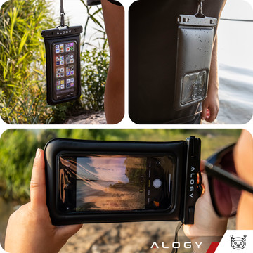 Vodotěsné vodotěsné pouzdro na telefon do 7,5" plovací do bazénu Kayak Case pouzdro na vodu Alogy Black