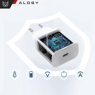 Rychlá 30W USB-C nástěnná nabíječka USB typ C GaN PD pro iPhone Alogy kostka Bílá