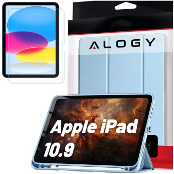 Glass Case for Apple iPad 10gen. 10.9" 2022 Tablet Case Alogy Smart Case Pencil Holder Blue