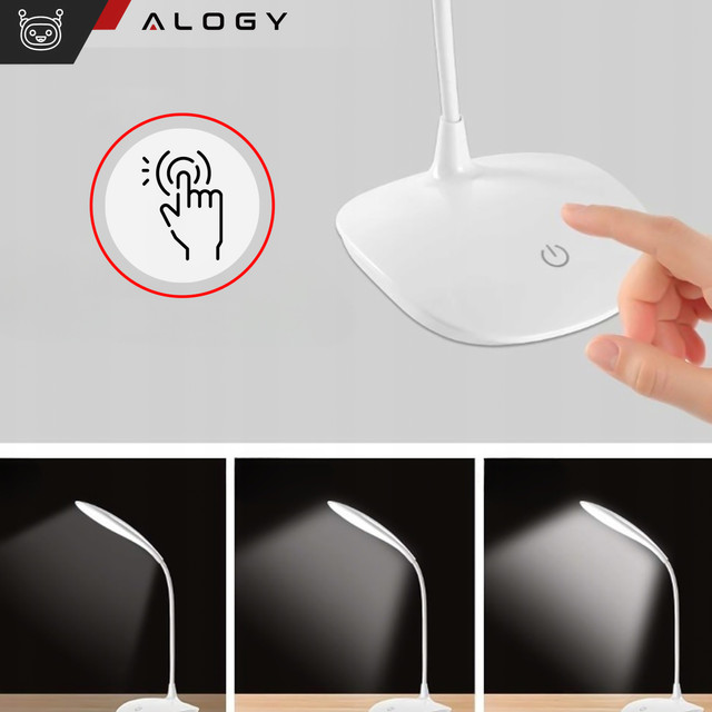 LED desk lamp for desk touch touch school USB standing night wireless Flexible Alogy White