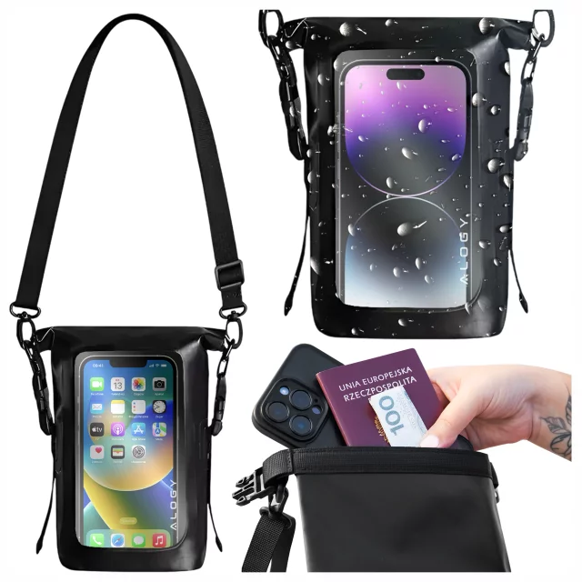 Sakwa Etui wodoodporne na telefon duża torba worek Case wodoszczelne Alogy Waterproof Czarne