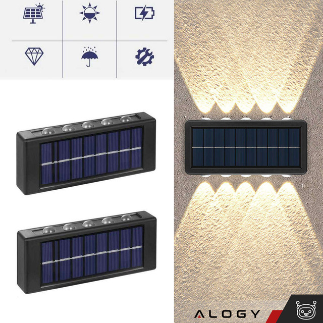 2x Solar wall lamp Alogy Solar Lamp outdoor IP65 2V facade with dusk sensor 10 LED