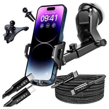 Alogy 3in1 Car Phone Holder for Car Windshield Grille Cockpit Black