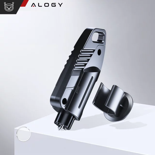 Bezpečnostní kladivo do auta 2v1 Alogy nůž na bezpečnostní pásy rozbíječ oken Black