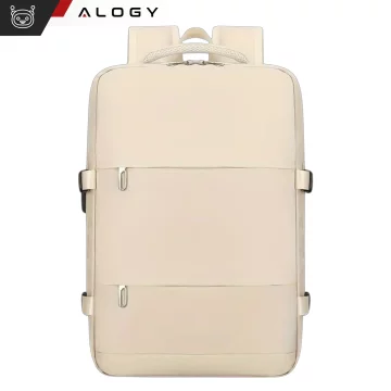 Women's Laptop Backpack Travel Suitcase Luggage for Plane Work School 45x30x20cm Alogy Beige