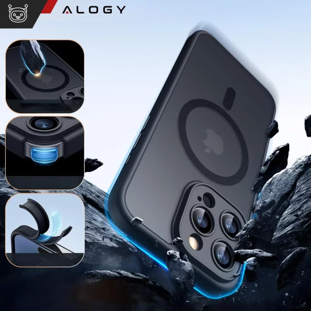 Case for Apple iPhone 16 Pro Max Alogy MagSafe Hybrid Matte Case with Lens Protection Black