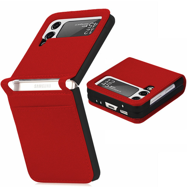 Alogy Leather Flip Wallet Case for Samsung Galaxy Z Flip 3 5G Red