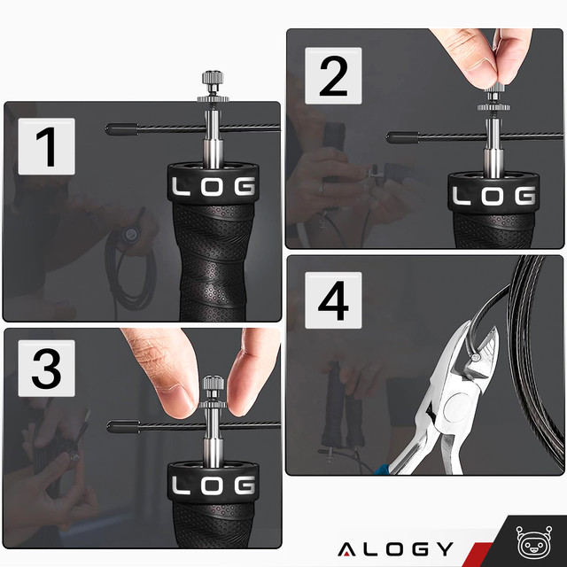 Adjustable boxing rope Crossfit Fitness Alogy Sport with replaceable links 300cm bearings comfortable Black