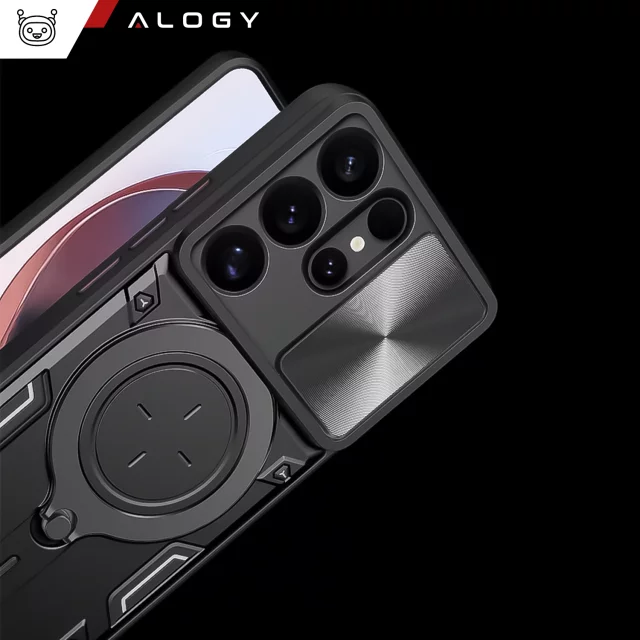 Pouzdro pro Apple iPhone 16 obrněné Slide Case Ring pouzdro ochrana fotoaparátu Camshield Alogy černé