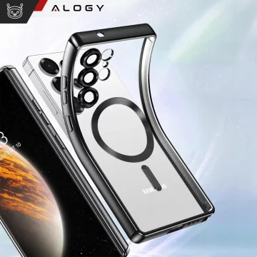 MagSafe-Hülle für Apple iPhone 16 Pro Max Alogy Glamour Luxus-Ringgehäuse Gold-Transparent