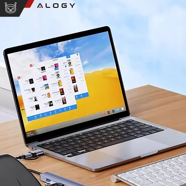 HUB splitter Alogy Adaptér pro počítačový notebook s USB-C na 3x USB-A 2.0 1x USB-A 3.0 šedý