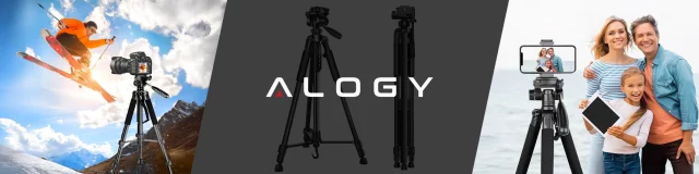 Fotografování ze stativu Stativ Univerzální stojan na fotoaparát 1/4 držák na telefon s fotoaparátem 170 cm Alogy Black