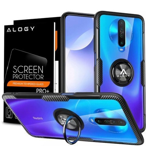 Etui Alogy Ring Holder Clear Armor do Xiaomi Redmi K30/ Poco X2 czarne + Szkło Alogy