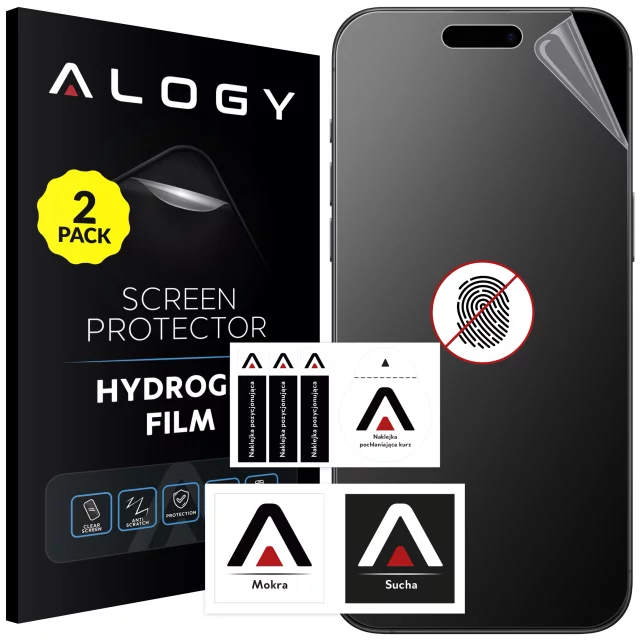 2x "MATTE" foil for Apple iPhone 16 Pro Hydrogel Alogy HydroSkin Matte Pro™ for the screen for the "FREE FINGERPRINT" case