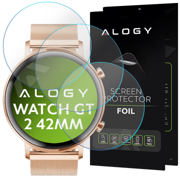 3x Alogy Hydrogel Displayschutzfolie für Huawei Watch GT 2 42mm