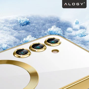 MagSafe Case for Apple iPhone 16 Pro Max Alogy Glamour Luxury Ring Case Gold-Transparent