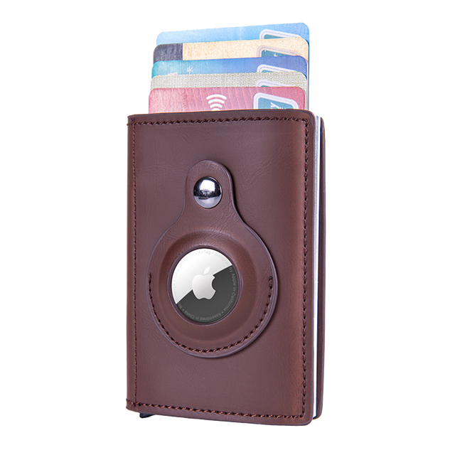Alogy Smart Wallet s držákem na kartu AirTag Air Tag pro hotovostní RFID ochranu Hnědá
