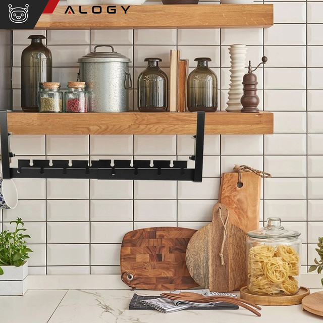 Organizér kabelů pod desku stolu, nastavitelná police na kabely, lišta na stůl, hliníkový držák Alogy Black