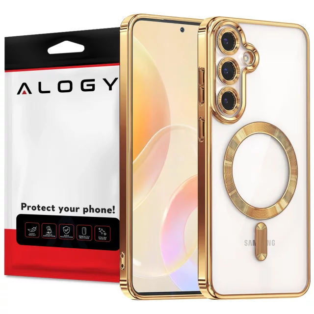 MagSafe Case for Apple iPhone 16 Pro Max Alogy Glamour Luxury Ring Case Gold-Transparent