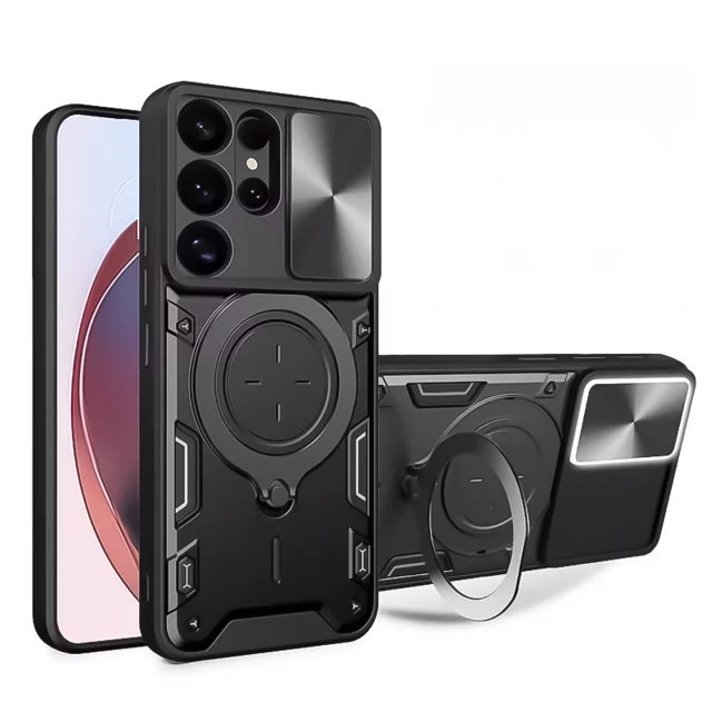 Pouzdro pro Apple iPhone 16 obrněné Slide Case Ring pouzdro ochrana fotoaparátu Camshield Alogy černé