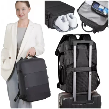 Alogy Unisex Schwarz Herren Damen Reise-Laptop-Rucksack für Koffer Gepäck für Flugzeug Arbeit Schule 45x30x20cm