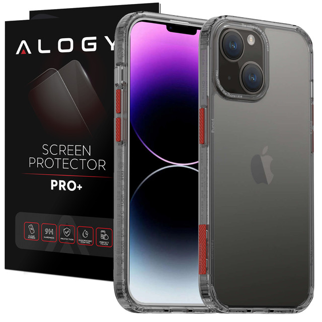 Alogy Protective Case Protective Cover for Apple iPhone 14 Black and Clear Glass