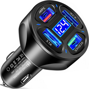 Car charger 4x USB QC 3.0 66W fast powerful for Alogy Car phone black