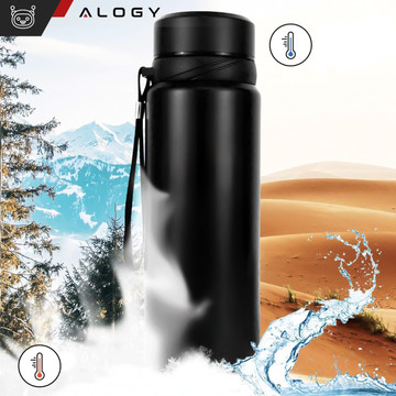 Termoska termoláhev 1l na kávu yerba mate čaj s louhovacím sítkem velká Alogy ocel černá