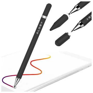 Kapacitní dotykový stylus Alogy 2 v 1 pro obrazovku telefonu a tabletu s perem Černá