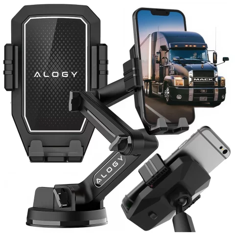 7,2-Zoll-Autotelefonhalter für LKW, Bus, LKW, Bagger, Auto, 43 cm lang, für das Cockpitfenster, Alogy, Schwarz