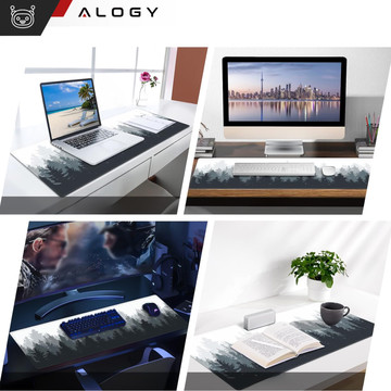 Schreibtischunterlage für Maus und Tastatur. Rutschfeste Gaming-Schutzmatte XL 80 x 40 cm Alogy Las Forest