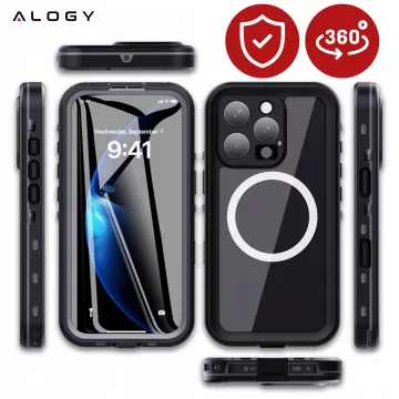Vodotěsné pouzdro Alogy HydroArmor™ IP68 s průhledným zadním 360 obrněným krytem pro MagSafe pro Apple iPhone 16 Pro