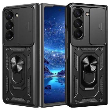 Pouzdro pro Samsung Galaxy Z Fold 6, obrněné, slide, kroužek, ochranné pouzdro pro kameru, Camshield Alogy, černé